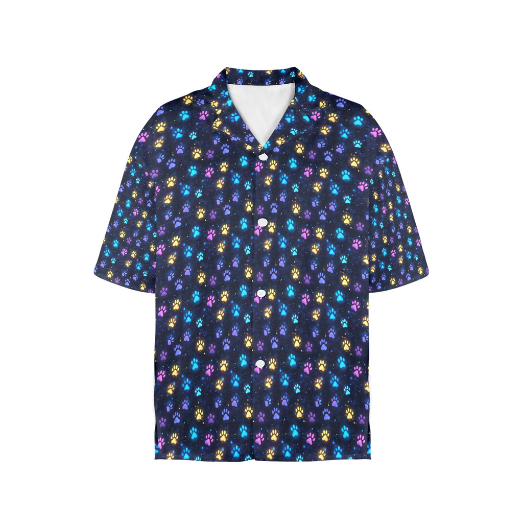 Neon Paw Prints Women's All Over Print Hawaiian Shirt （Made in USA) Free Shipping