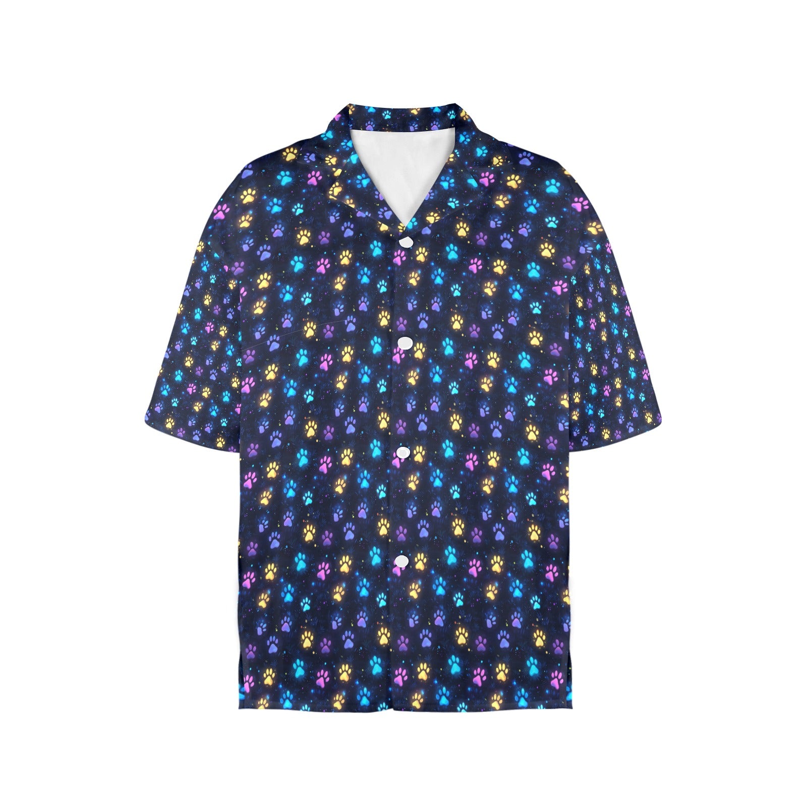 Neon Paw Prints Women's All Over Print Hawaiian Shirt （Made in USA) Free Shipping