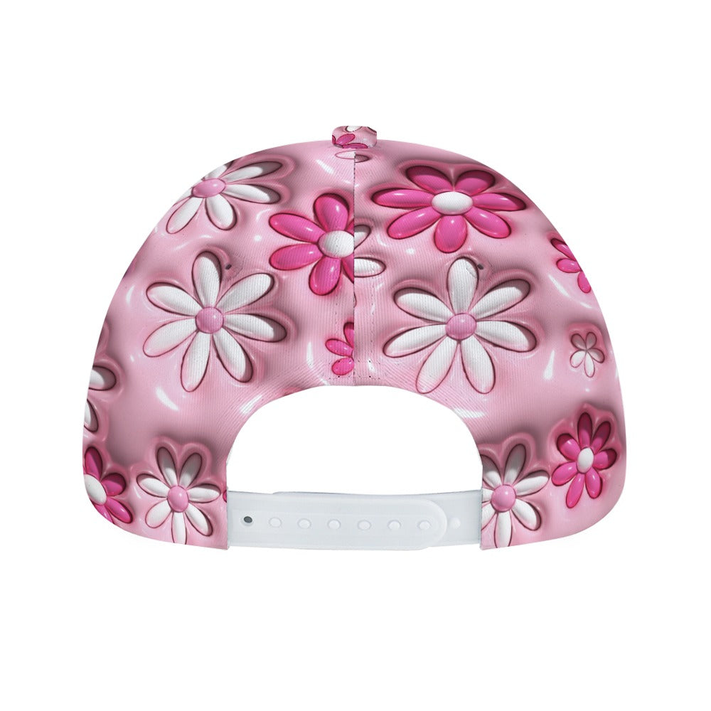 Pink Flowers Inflated Floral 3D Design Sublimation Cap