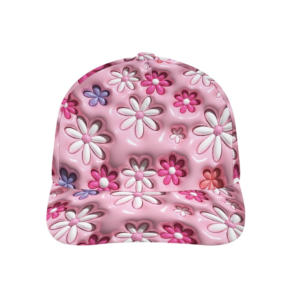 Pink Flowers Inflated Floral 3D Design Sublimation Cap