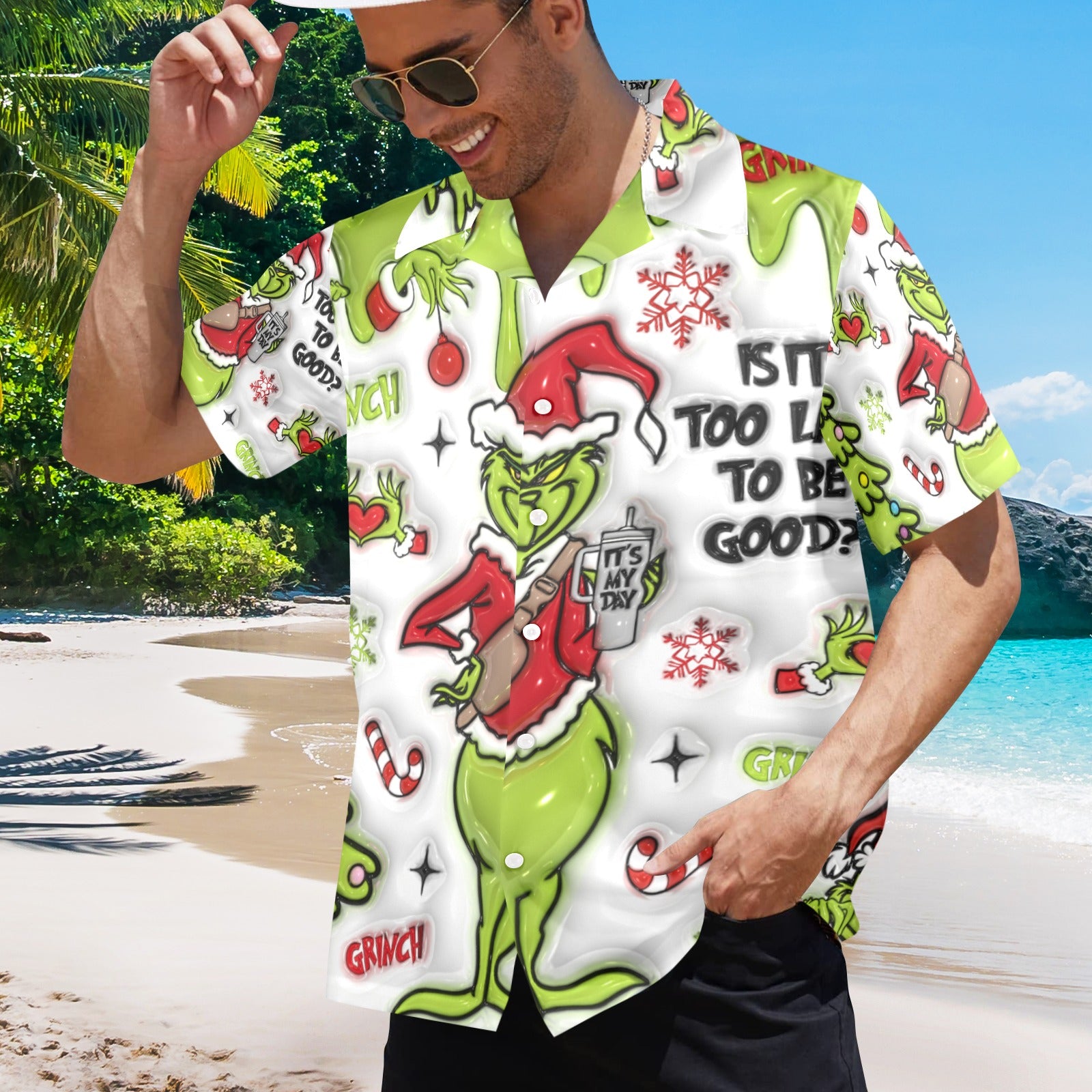 Men's All Over Print Christmas Grinchy Shirt Made In USA Ships to USA Only